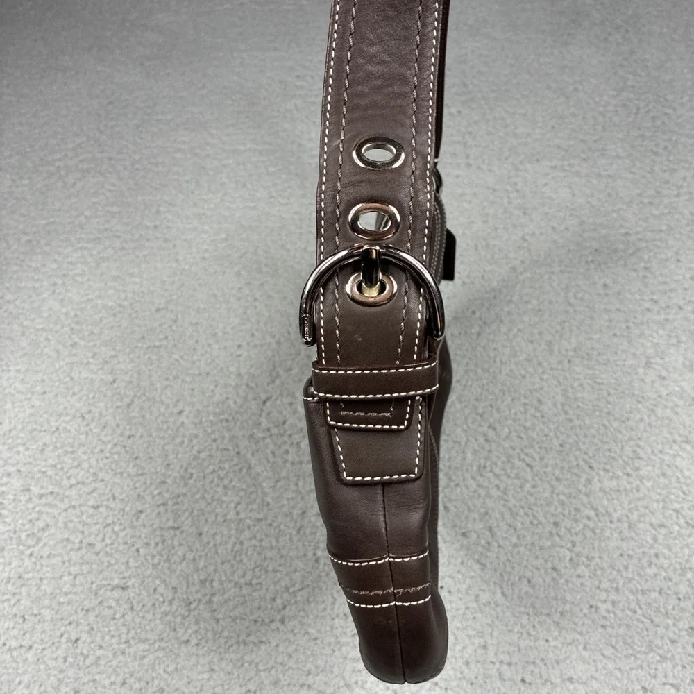 Vintage Coach Soho Y2K Leather Buckle Flap Shoulder Bag Brown Purse F10910